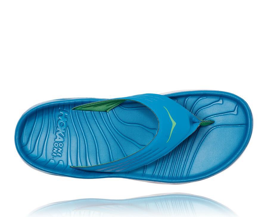 Hoka One One Ora Recovery Flip Sandaler Herr - Blå/Vita - KRAPX-6179